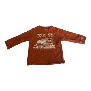 Toddler Boys Orange Dig It! Long Sleeve T-Shirt 24 Mos 100% Cotton